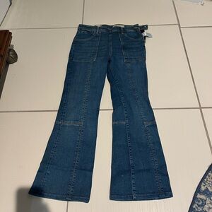 Anthropologie Blue Flare Wide Leg Jeans